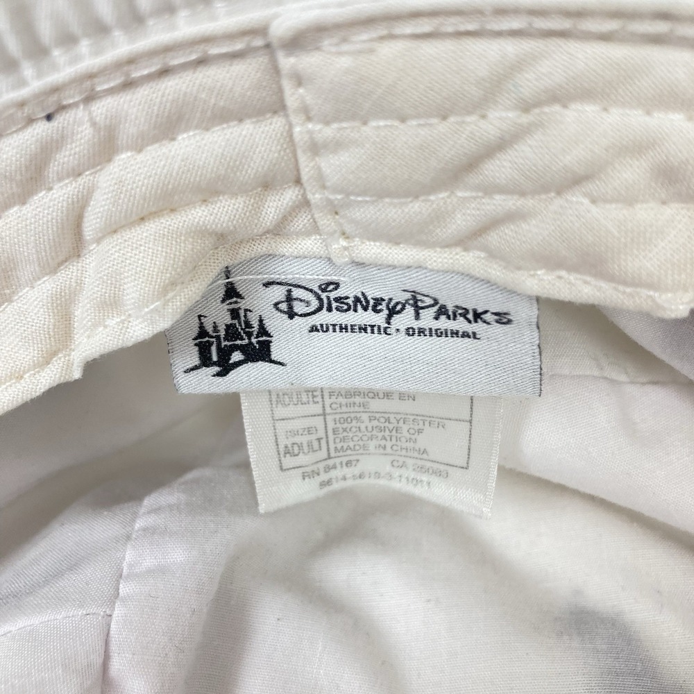 Walt Disney Parks Wide Brim White‎ Sun Hat Navy Blue Mickey Mouse Print Adult OS - Picture 4 of 7